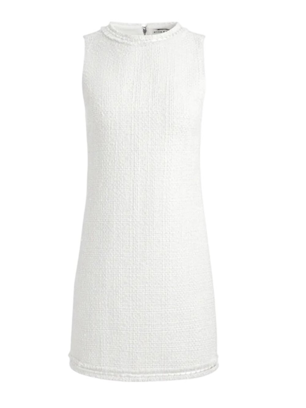 NWT ALICE + OLIVIA Off White Sleeveless Coley Tweed Mini Dress 12 MSRP $350